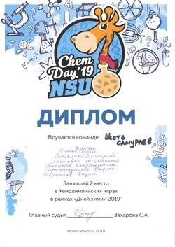 ДХ-2019 Второе место в Хемолимпийских играх